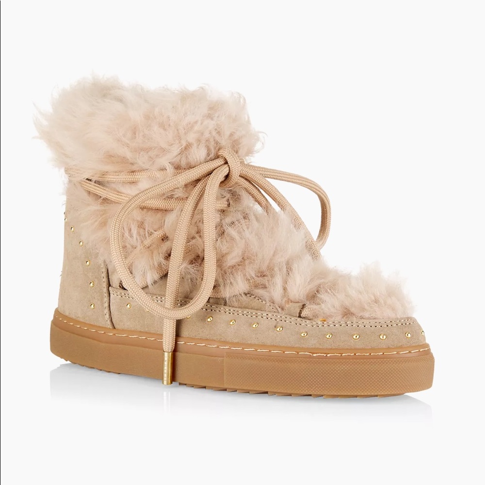 Inuikii Long Curly Shearling Wedge Sneakers